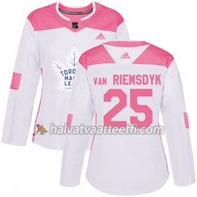 Naisten NHL Toronto Maple Leafs Pelipaita James Van Riemsdyk 25 Adidas 2017-2018 Valkoinen Vaaleanpunainen Fashion Authentic